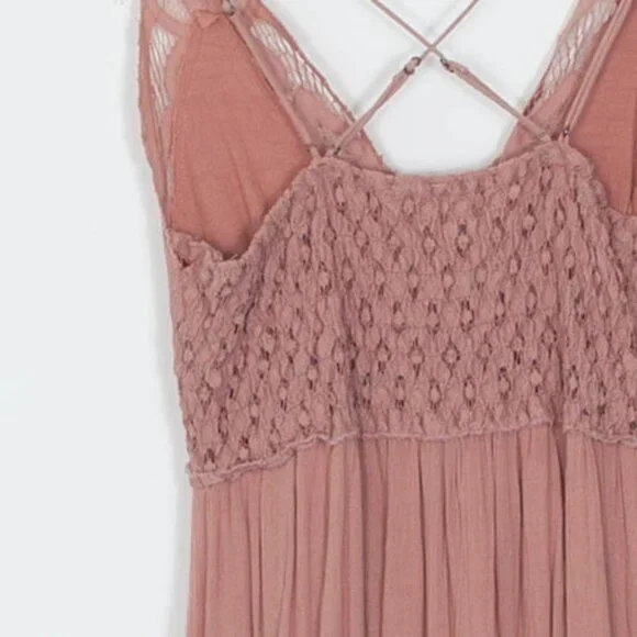 Free People One Adella Lace Slip Maxi Dress Rose Pink Womens Size Small - Picture 13 of 16